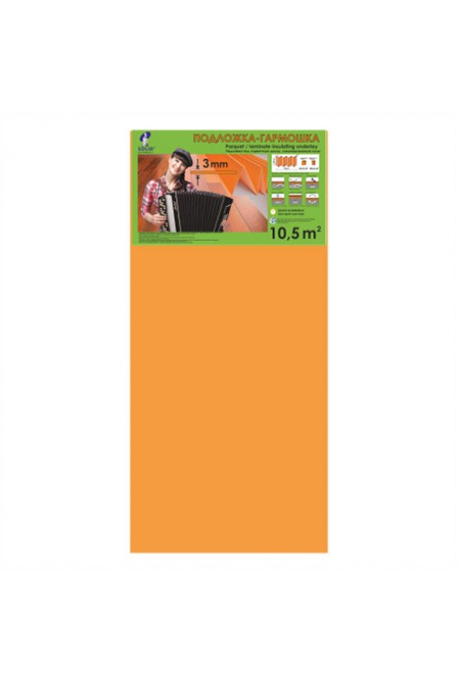 Подложка-гармошка Солид оранжевая (1050*500*3мм 10,5м2)